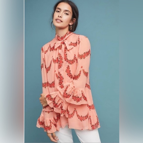 Athropologie - Nikasha women’s peach shirt sz S - Picture 2 of 11